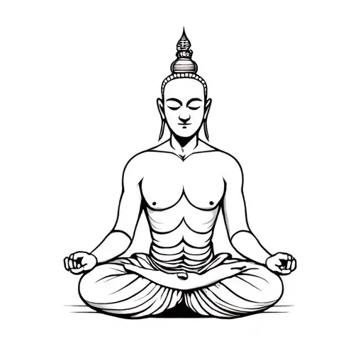 "Free Pure Full" Muscular Monk Meditating tattoo design idea