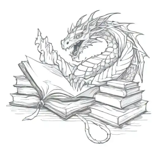 Dragon and Books  tattoo design idea