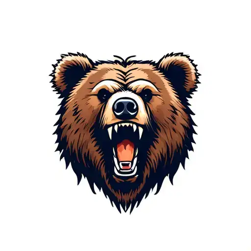 bear head roaring tattoo design idea