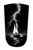 Zeus throwing a lightning bolt at a sailboat tattoo design idea
