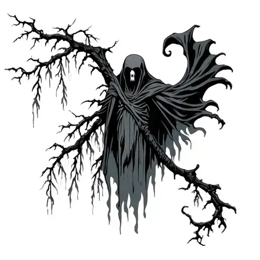 reaper and a willow tree tattoo design idea