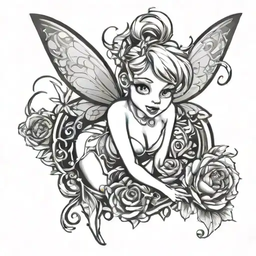 naughty tinker bell tattoo design idea