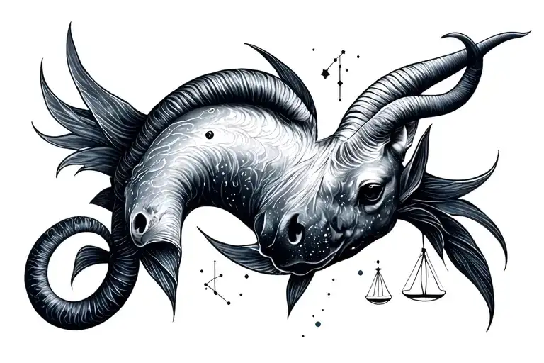 Capricorn, Gemini, Pisces and Libra constellation tattoo design idea