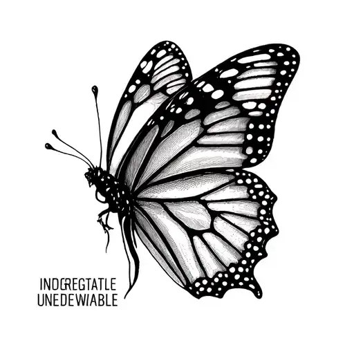 the word unforgettable with butter fly tattoo design idea