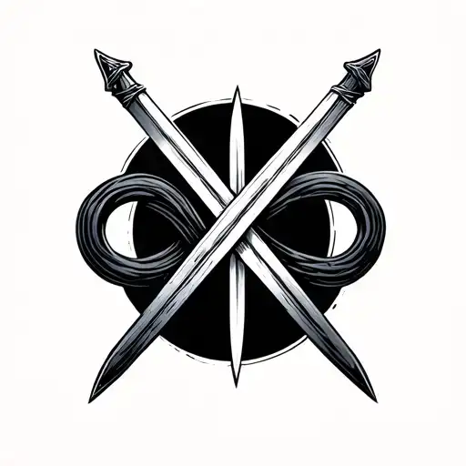 minimal infinity symbol with a modern day sword tattoo tattoo design idea