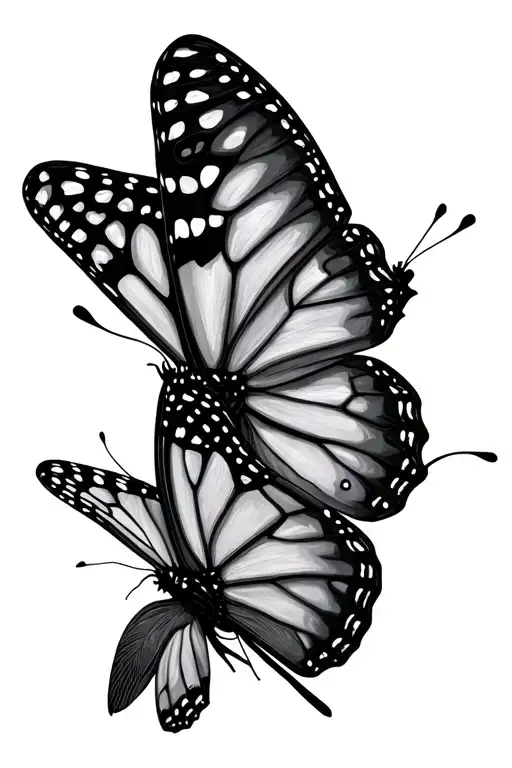3 monarch butterfly wing tattoo design idea