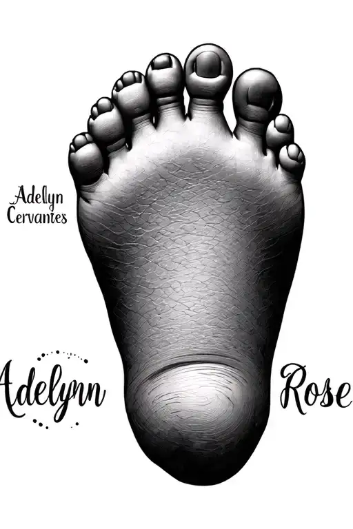 "Adelynn Rose Cervantes" baby feet tattoo design idea