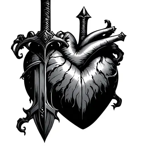 heart of stone, mind is made gold, and your tongue is made of sword tattoo design idea