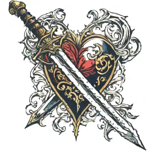 a sword going through a heart. make it evangelical and in a biblical sense tattoo design idea