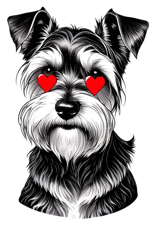Schnauzer with heart lenses tattoo design idea