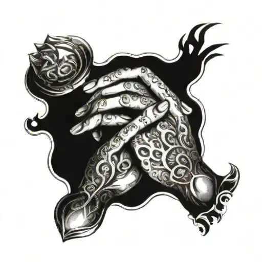 prayer hands holding rosery tattoo design idea
