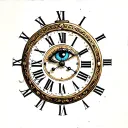clock with eye and Roman numerals tattoo design idea