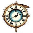 clock with eye and Roman numerals tattoo design idea