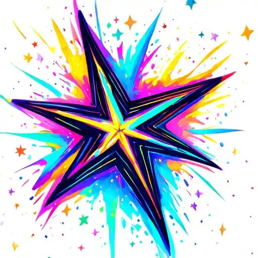 stars scattered neon colours cyan lime green pink yellow purple orange tattoo design idea