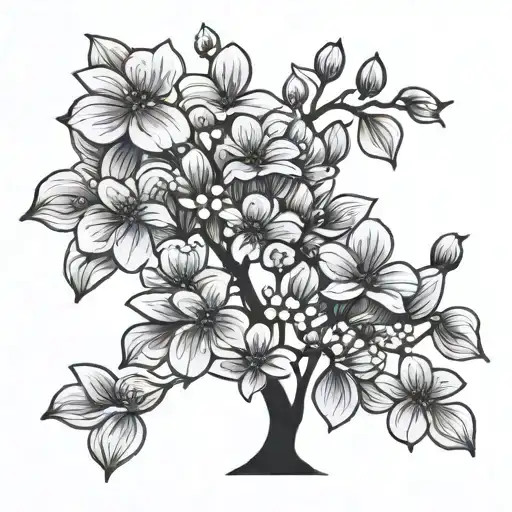 Dogwood tree silhouette tattoo design idea