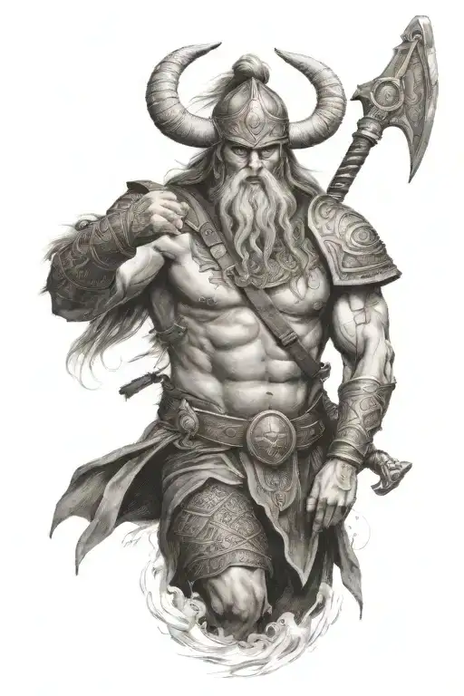 pagan God tyr Norse god missing arm tattoo design idea
