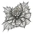 spider web with rose tattoo design idea