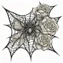 spider web with rose tattoo design idea