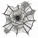spider web with rose tattoo design idea