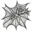 spider web with rose tattoo design idea