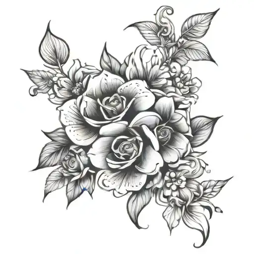 mixed flower wrap around thigh tattoo tattoo design idea