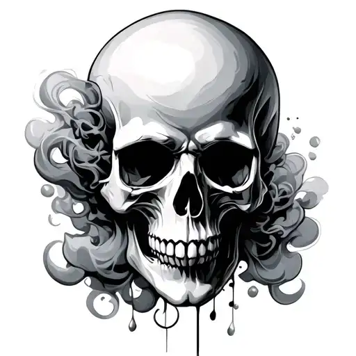 skull and smoke forming tattoo design idea