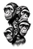 3 wise monkeys representing the personalities tattoo design idea