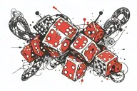Dice and snake in black and white background tattoo design idea