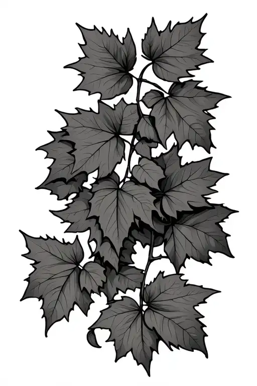 ivy vines with leaves. six of the leaves are larger than the rest  tattoo design idea