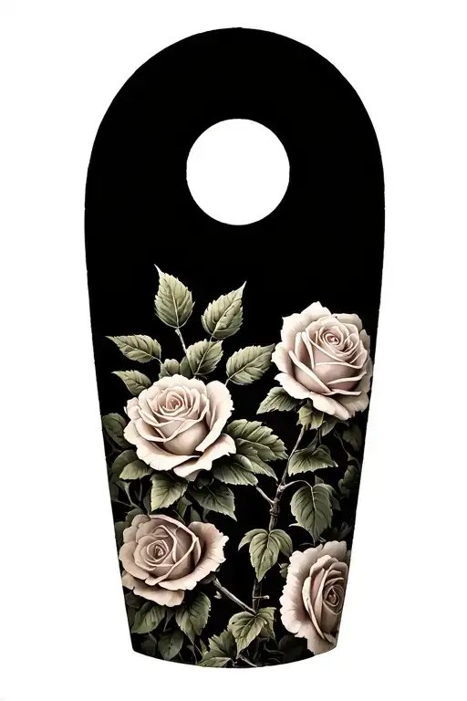 WILLOW TREE, ROSES AND MAP tattoo design idea