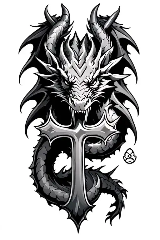 dragon cross tattoo design idea