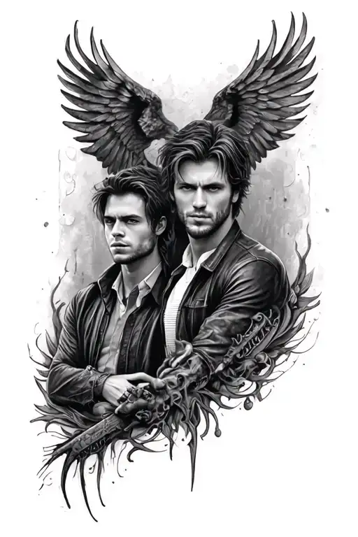 supernatural sam und dean winchaster tattoo design idea