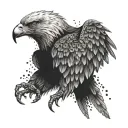 an eagle - a transverse flute - a needle and thread (or something related to sewing) - a conductor’s tattoo design idea