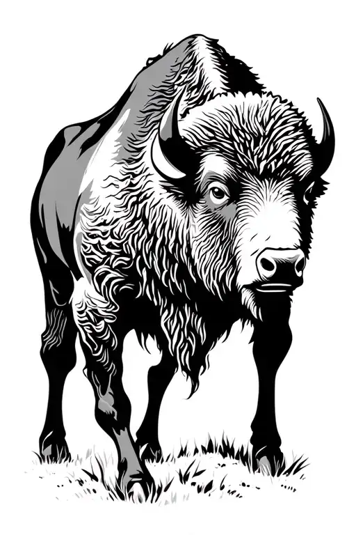 bison silhouette tattoo design idea