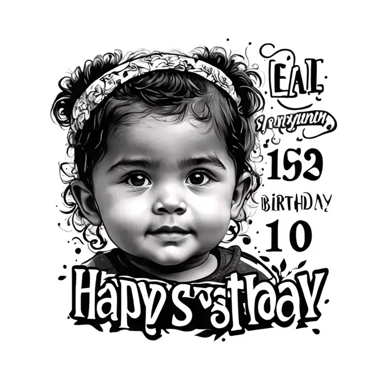 kids name with birthday date tattoo design idea