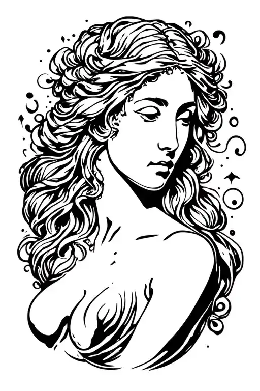 modern Aphrodite body outline tattoo design idea
