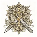 sword and ankh symbol intertwined tattoo design idea