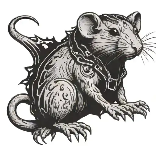 Anarchist punk metal rat tattoo design idea
