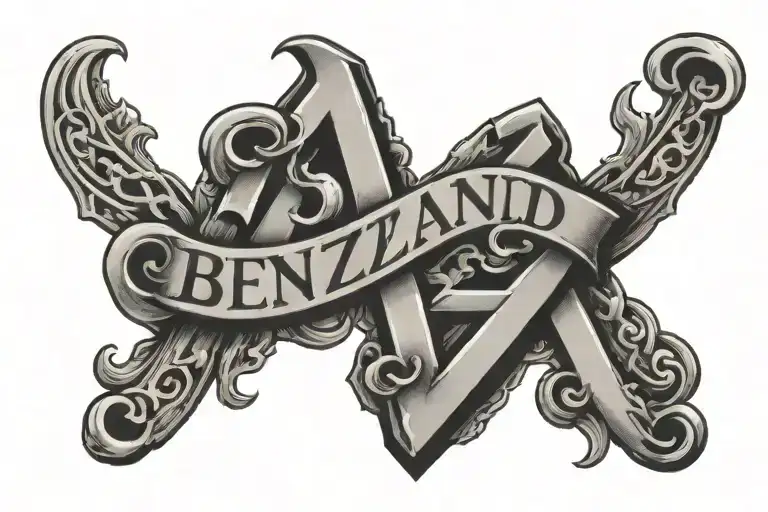 Ben Z Band letters old english tattoo design idea
