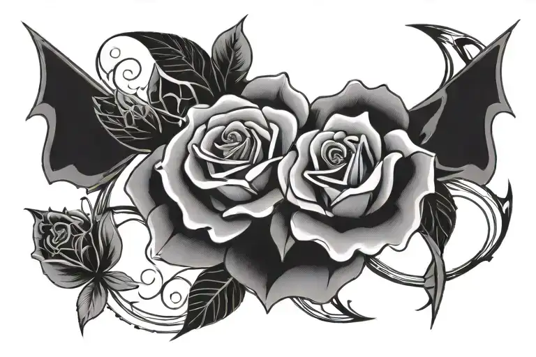 A geometric design incorporating roses pisces and symbols, with a hidden tribute to your son Louie tattoo design idea