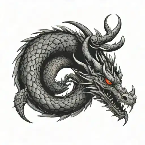 Dragon Ouroboros dragon coiling tattoo design idea