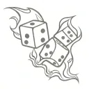 dice and flames  tattoo design idea