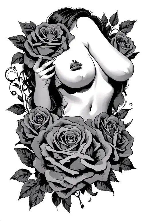 Lois Griffin breasts exposed with roses around tattoo design idea