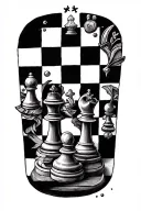 CHESS BOARD HALF SLEEVE WITH ADDITIONAL ELEMENTS AND FILLERS tattoo design idea