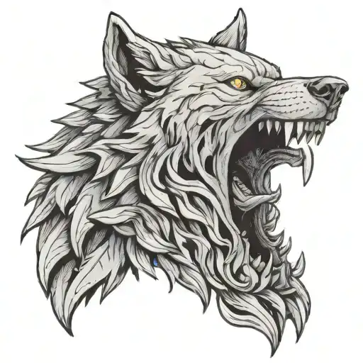 wolf head berserk sacrifice mark tattoo design idea
