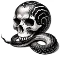 ball python coiled around skull witchcraft inspired tattoo featuring tattoo design idea