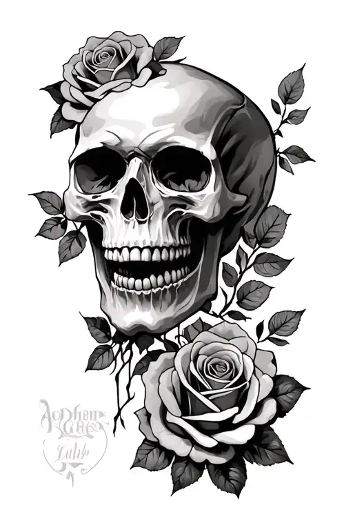 skull and roses with a strong but hurt meaning tattoo design idea