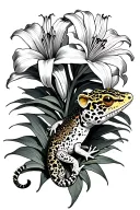 spider lillies and a leopard gecko tattoo design idea