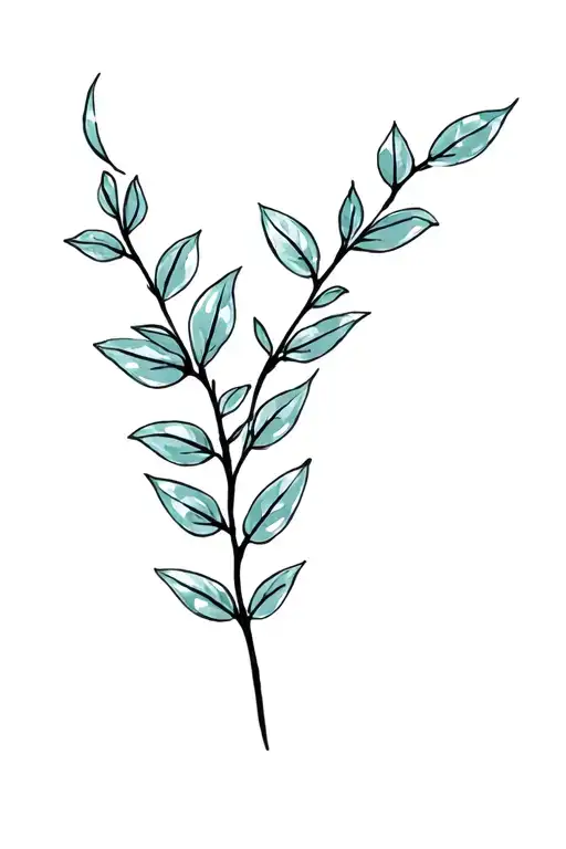A twig of a plant with translucent leaves and its cross tattoo design idea