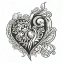 crocheted heart in patch technique tattoo design idea